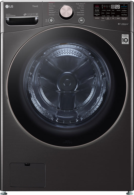 LG - 4.5 cu. ft. Large Capacity High Efficiency Stackable Smart Front Load Washer with TurboWash360 and Steam in Black Steel - WM4000HBA