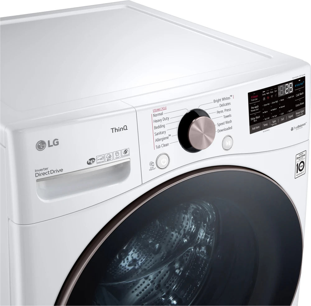 LG - 4.5 cu. ft. Large Capacity High Efficiency Stackable Smart Front Load Washer with TurboWash360 and Steam in White - WM4000HWA