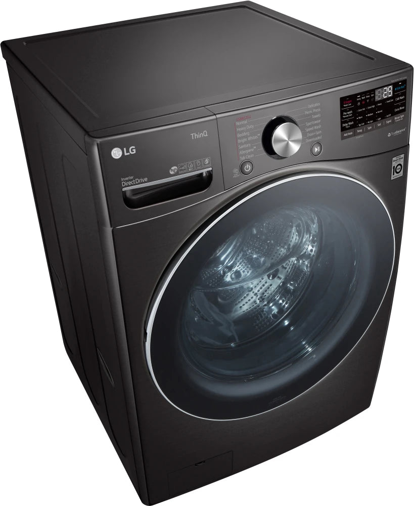 LG - 5.0 cu. ft. Large Capacity High Efficiency Stackable Smart Front Load Washer with TurboWash360 and Steam in Black Steel - WM4200HBA