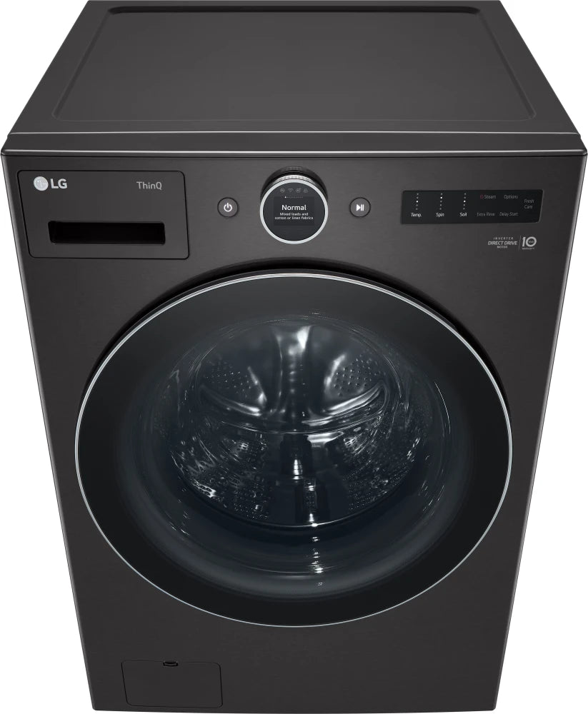 LG - 5.0 cu. ft. Ultra Large Capacity Front Load Washer with TurboWash360, ezDispense and Wi-Fi Connectivity, Black Steel - WM6700HBA