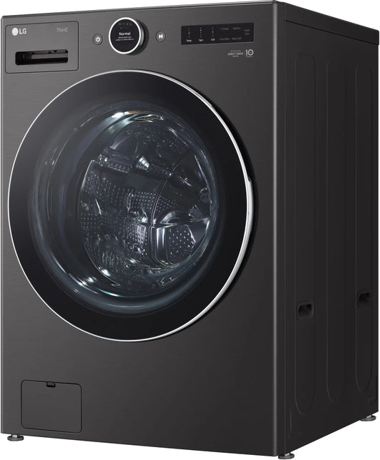 LG - 5.0 cu. ft. Ultra Large Capacity Front Load Washer with TurboWash360, ezDispense and Wi-Fi Connectivity, Black Steel - WM6700HBA