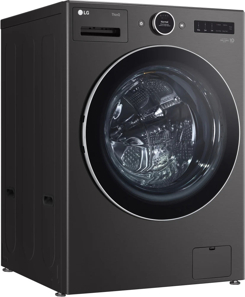 LG - 5.0 cu. ft. Ultra Large Capacity Front Load Washer with TurboWash360, ezDispense and Wi-Fi Connectivity, Black Steel - WM6700HBA