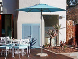 Woodline Table Umbrellas Mineral Blue Woodline Shade Solutions Mistral Aluminum 8.9' Hexagon Pulley Lift Umbrella