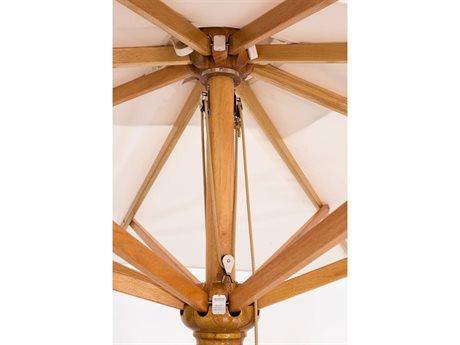 Woodline Table Umbrellas Woodline Shade Solutions Safari Eucalyptus 11.5' Square Pulley Lift Umbrella