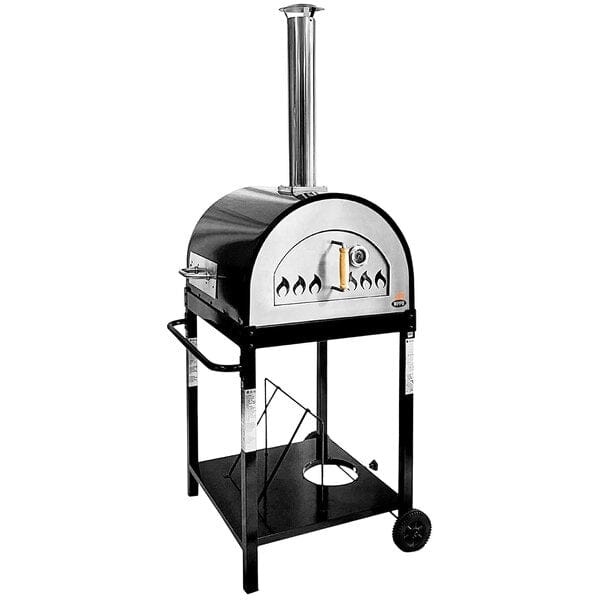 WPPO Outdoor Pizza Oven WPPO WKE-04G-BLK Black 27" Hybrid Dual Fueled Wood / Gas Fire Outdoor Pizza Oven with Mobile Stand