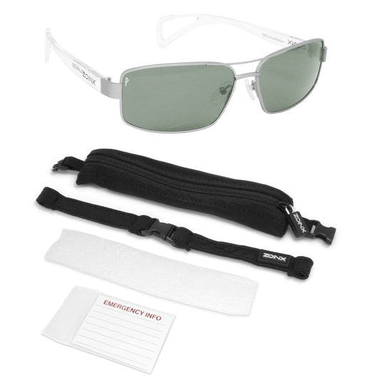 Zoinx Apparel : Eyewear - Sunglasses Zoinx Men Wrap Polarize Sunglasses Silver Aviator-Green Lens