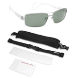 Zoinx Apparel : Eyewear - Sunglasses Zoinx Men Wrap Polarize Sunglasses Silver Aviator-Green Lens