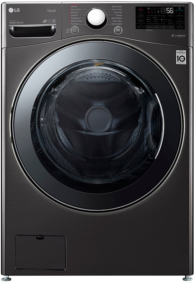 LG - 27 in. 4.5 cu. ft. Large Capacity Electric All-in-One Washer Dryer Combo in Black Steel - WM3998HBA