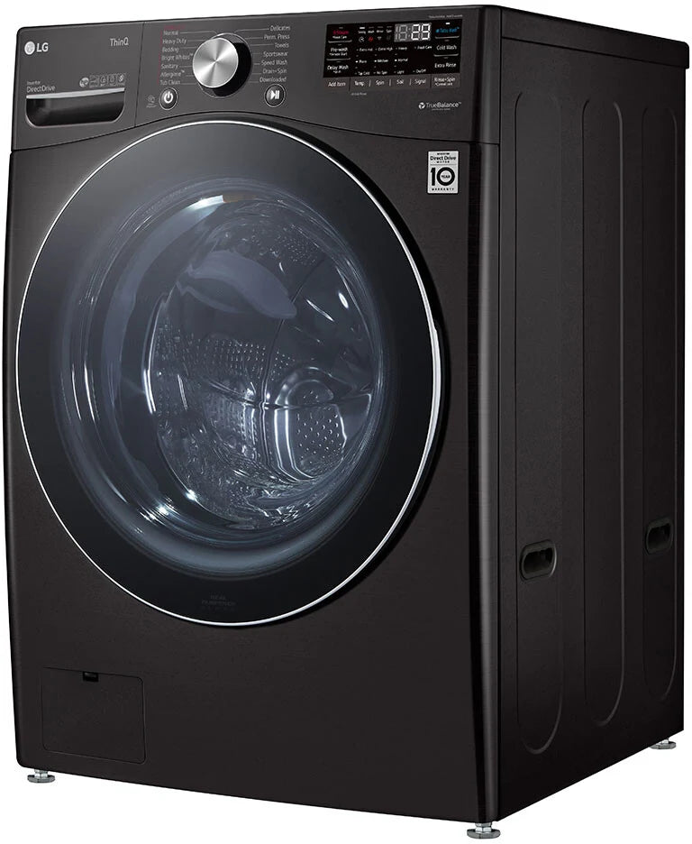 LG - 5.0 cu. ft. Large Capacity High Efficiency Stackable Smart Front Load Washer with TurboWash360 and Steam in Black Steel - WM4200HBA