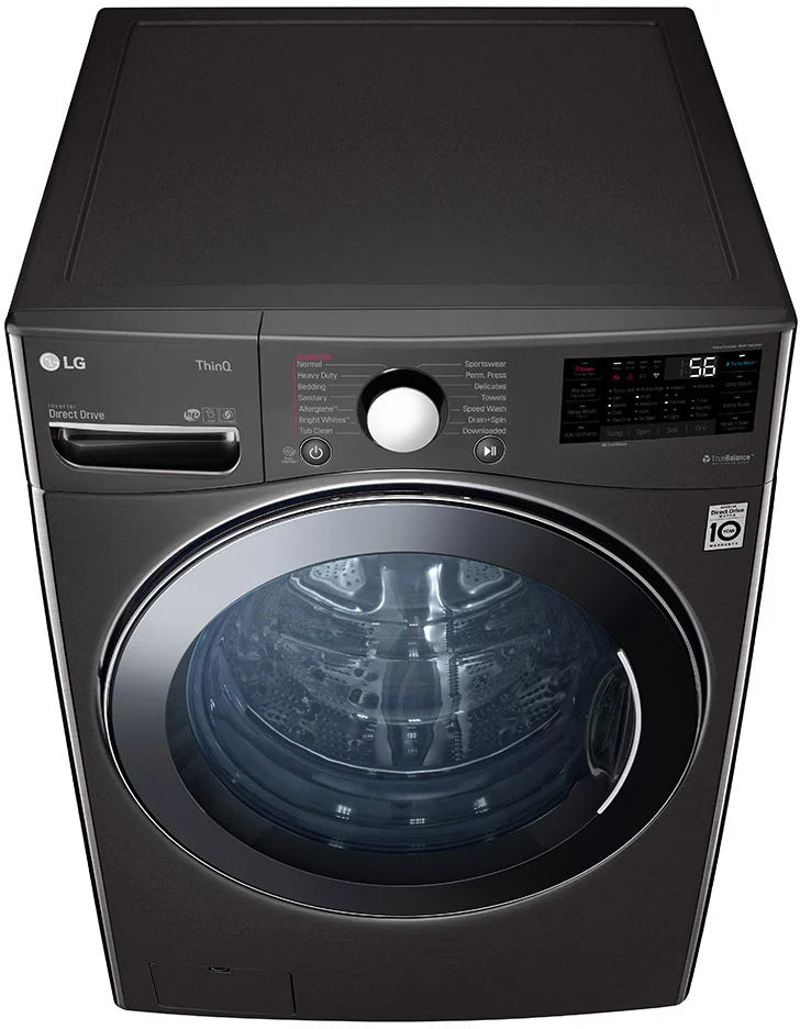 LG - 27 in. 4.5 cu. ft. Large Capacity Electric All-in-One Washer Dryer Combo in Black Steel - WM3998HBA