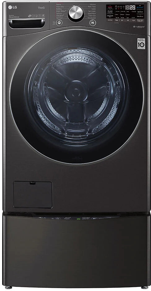 LG - 5.0 cu. ft. Large Capacity High Efficiency Stackable Smart Front Load Washer with TurboWash360 and Steam in Black Steel - WM4200HBA