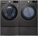 LG - 5.0 cu. ft. Large Capacity High Efficiency Stackable Smart Front Load Washer with TurboWash360 and Steam in Black Steel - WM4200HBA