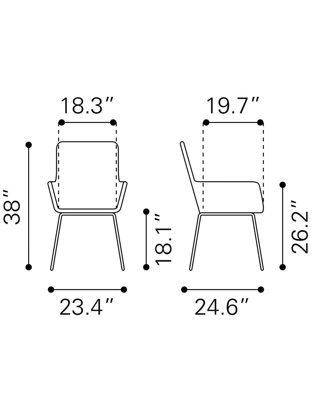 ZOU Outdoor Dining Seating ZOU - Lyon Dining Chair (Set of 2) Black | 703942