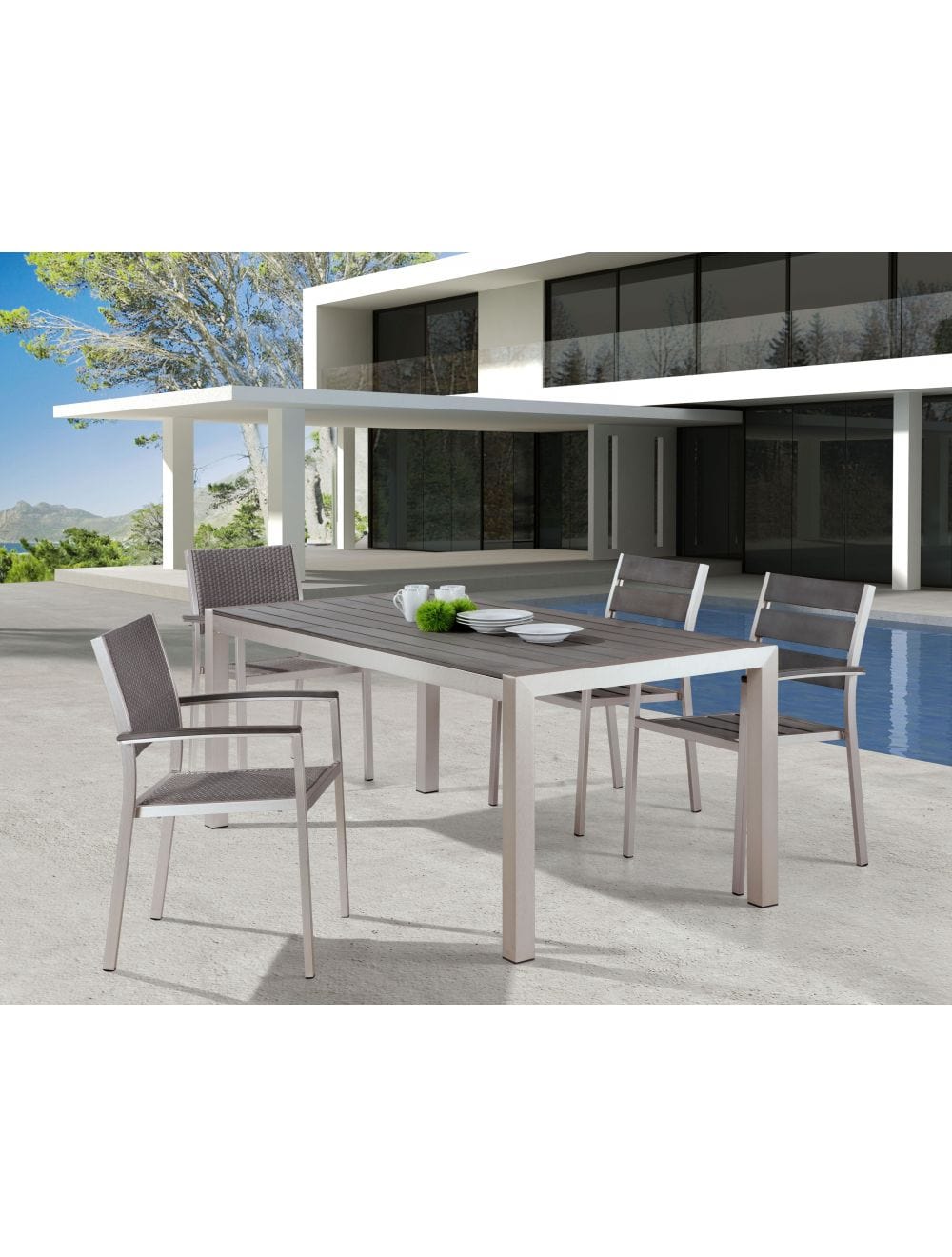 ZOU Outdoor Dining Seating ZOU - Metropolitan Arm Chair (Set of 2) Gray & Silver | 701865