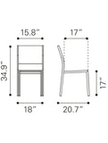 ZOU Outdoor Dining Seating ZOU - Metropolitan Armless Chair (Set of 2) Gray & Silver | 701866