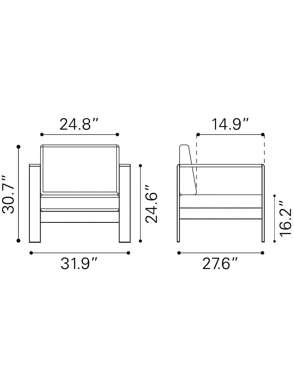 ZOU Outdoor Living Seating ZOU - Cosmopolitan Arm Chair Gray | 703985
