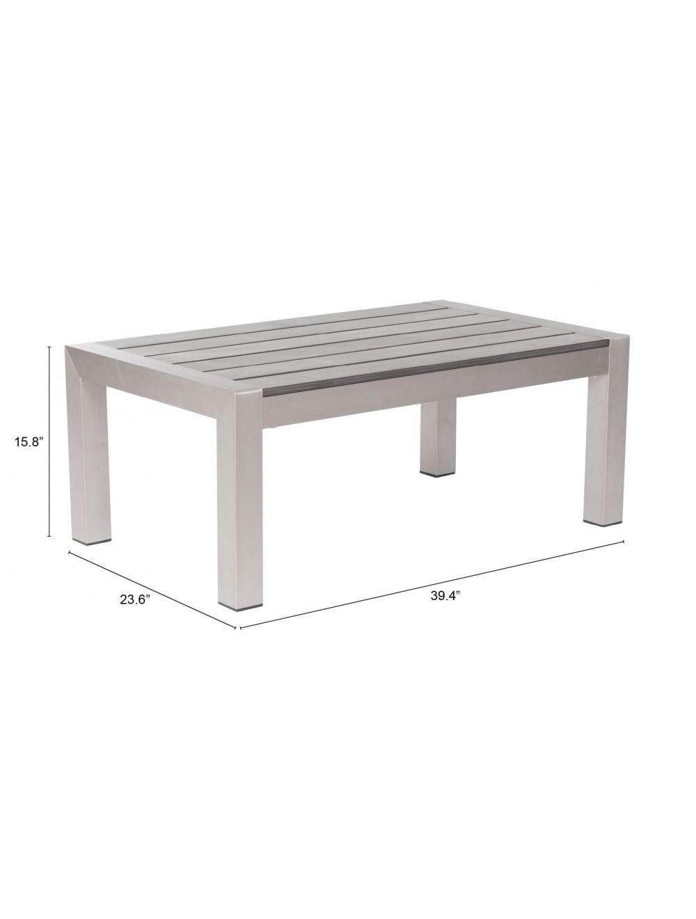 ZOU Outdoor Living Tables ZOU - Cosmopolitan Coffee Table Gray & Silver | 701860